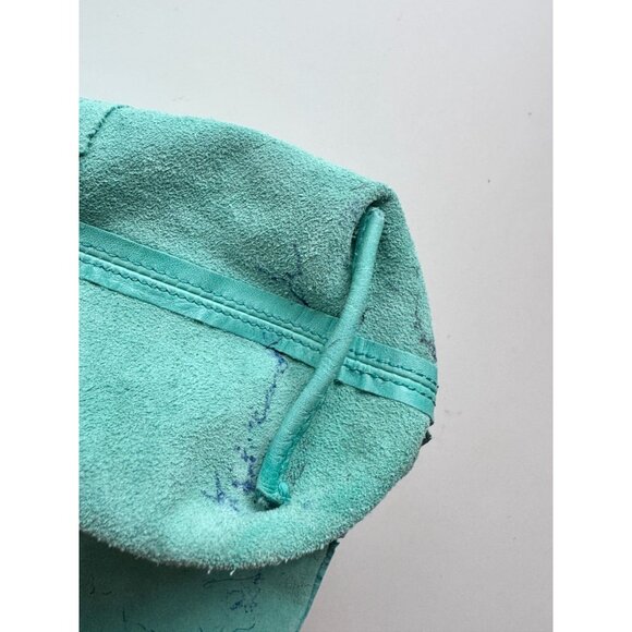 BANANA REPUBLIC x TRINA TURK Turquoise Leather Tote Bag Purse - Picture 14 of 16